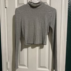 Soprano Heather Gray Ribbed Long Sleeve Top