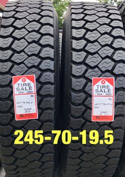 2 used tires 245/70/19.5 Goodyear (A+)