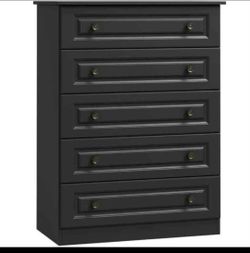 3 black Dressers one is assembled uno esta ensamblado 2 in the box 2 estan en su caja