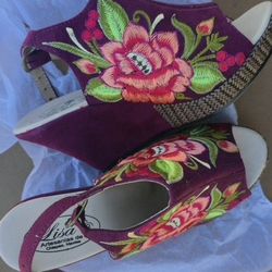 Women’s Embroidered High Heels – Size 3 Mexico / Never Used