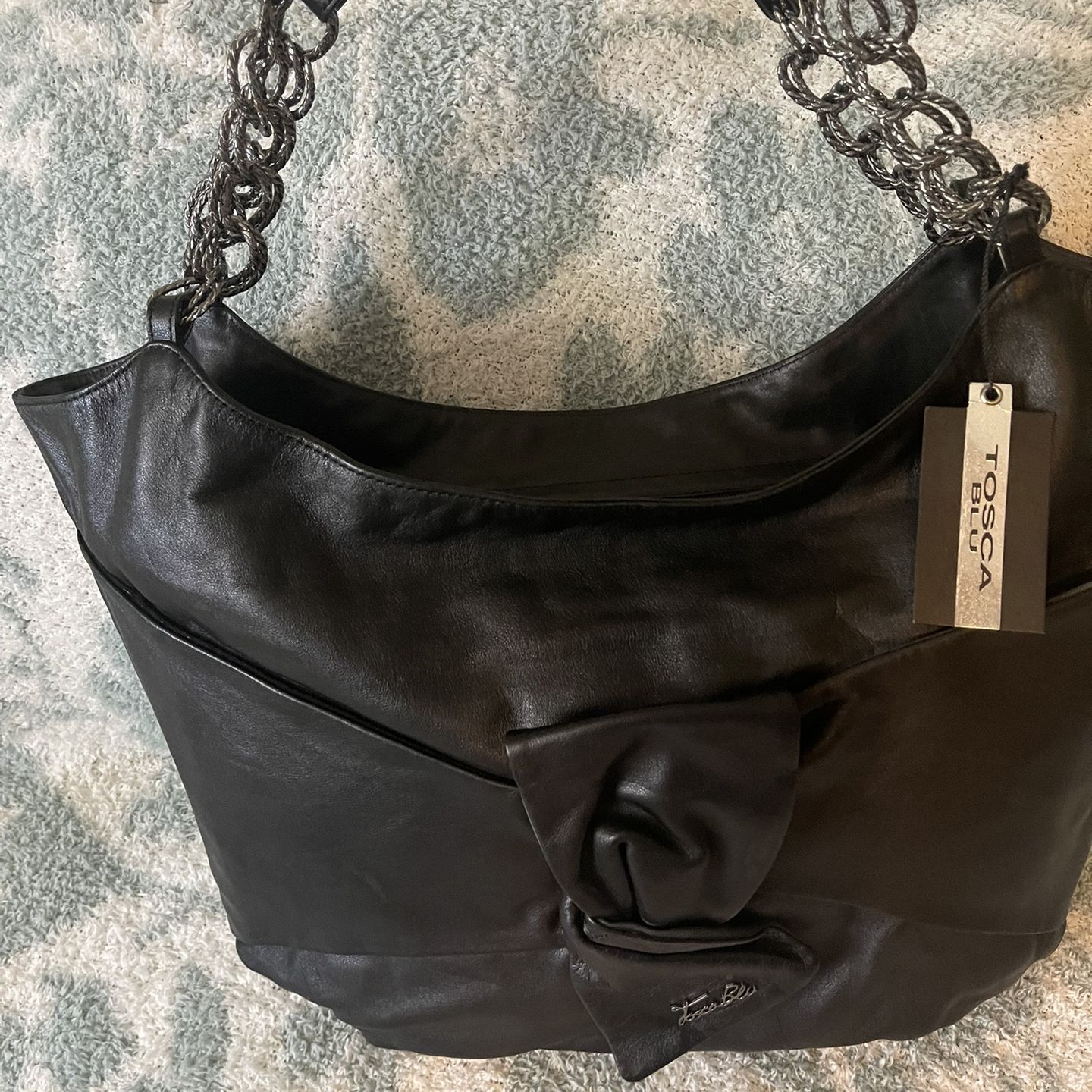 Huge Designer Tosca Blu Leather Tote / Shoulder Bag - Black