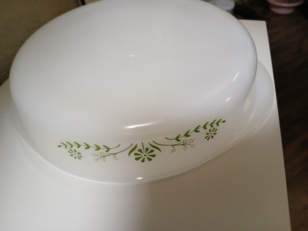 Glasbake Round Milk Glass Casserole Dish