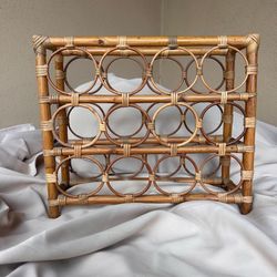 Vintage Rattan bentwood wine rack