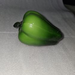 Vintage Glass Green Pepper, Vegetable, Handblown, Retro