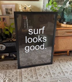 New surf looks good ready to hang black and white museum grade framed print 24x36”