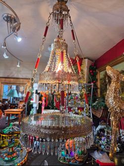 Vintage Hollywood Regency Style Chandelier – Crystal and Bronze/Brass