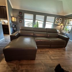 Macy’s 3-pc Leather Sectional Sofa with Chaise