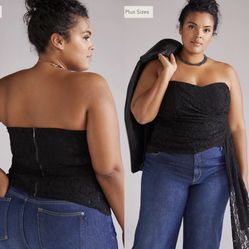 NWT $120 Anthropologie x Mare Mare Black Corseted Lace Adjustable Hem Tube Top M