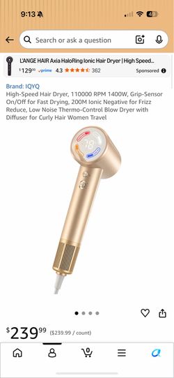 High speed hair dryer (see amazon for details)
