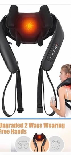 MASGRE Shiatsu Back and Neck Massager, Cordless Shoulder Massager with Heat, Electric Deep Tissue 3D Kneading Massage Pillow for Shoulder, Leg, Body M