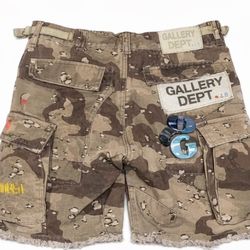 Gallery Dept. Desert Camo Distressed Cargo Shorts