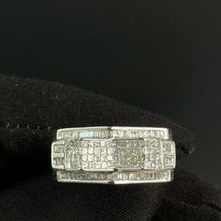 14K White Gold 1.35CTW MENS DIAMOND RING