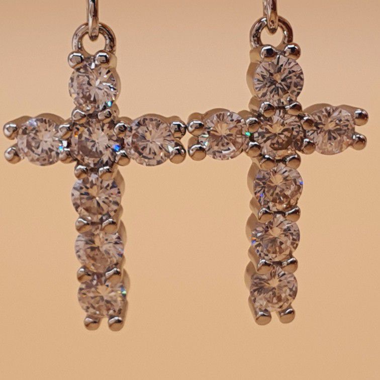 "Religious Dangle Cross Brilliant Elegant Cross Beautiful Earrings, P1026
 
  