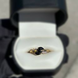 Jewelry 14k solid yellow gold 1.7CTW Moissanite onyx ring sz 9