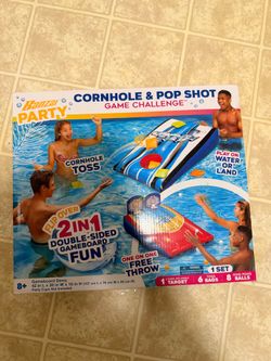 Brand new Pool inflatable cornhole and pop shot challenge. Perfect game to cool off in the pool.