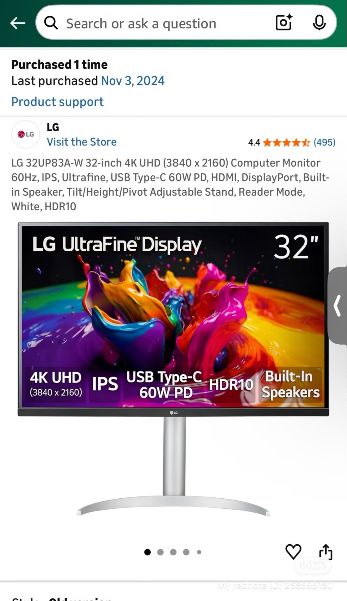 LG 32UP83A -W 32-inch 4K UHD (3840 x 2160) Computer Monitor