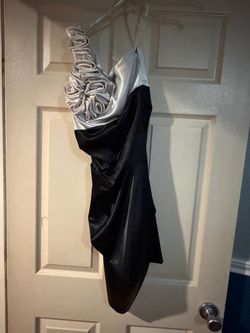 Black and Silver Satin Cocktail Dress