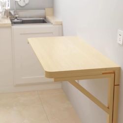 Wall Mounted Folding Table 27.56x 15.75 inches, Wooden Folding Wall Table for Small Space，The Wall Table is Suitable for Office, Room, Laundry Room, A