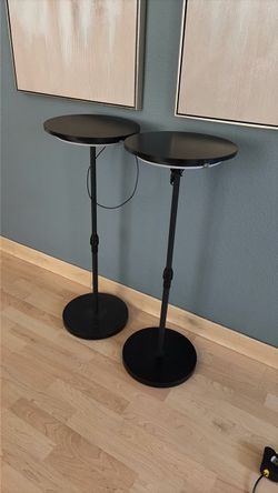 Pair of Black Adjustable Side Tables