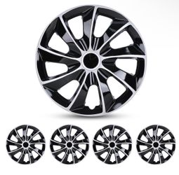 NEW 16” Hubcaps – Set of 4 – Silver & Black – Winjet 5084
