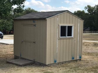 Shed and concrete slabs