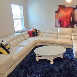 White Leather Copenhagen Sectional / Sillones De Piel Color Blanco