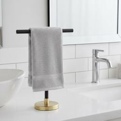 Hand towel holder (heavy base -no scratch ) black & gold NEW