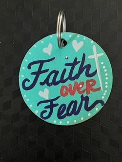 Faith Over Fear Wood Keychain 