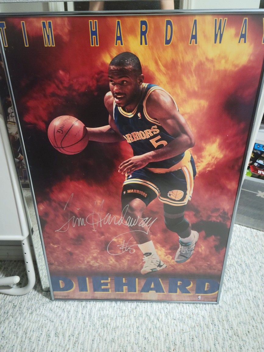 Tim Hardaway Signed Poster And Frame