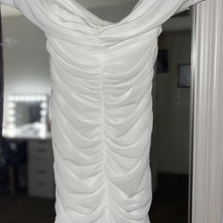 White Ruched Mini Dress 