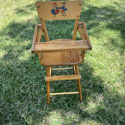Antique Vintage Mid Century Wood DOLL High Chair