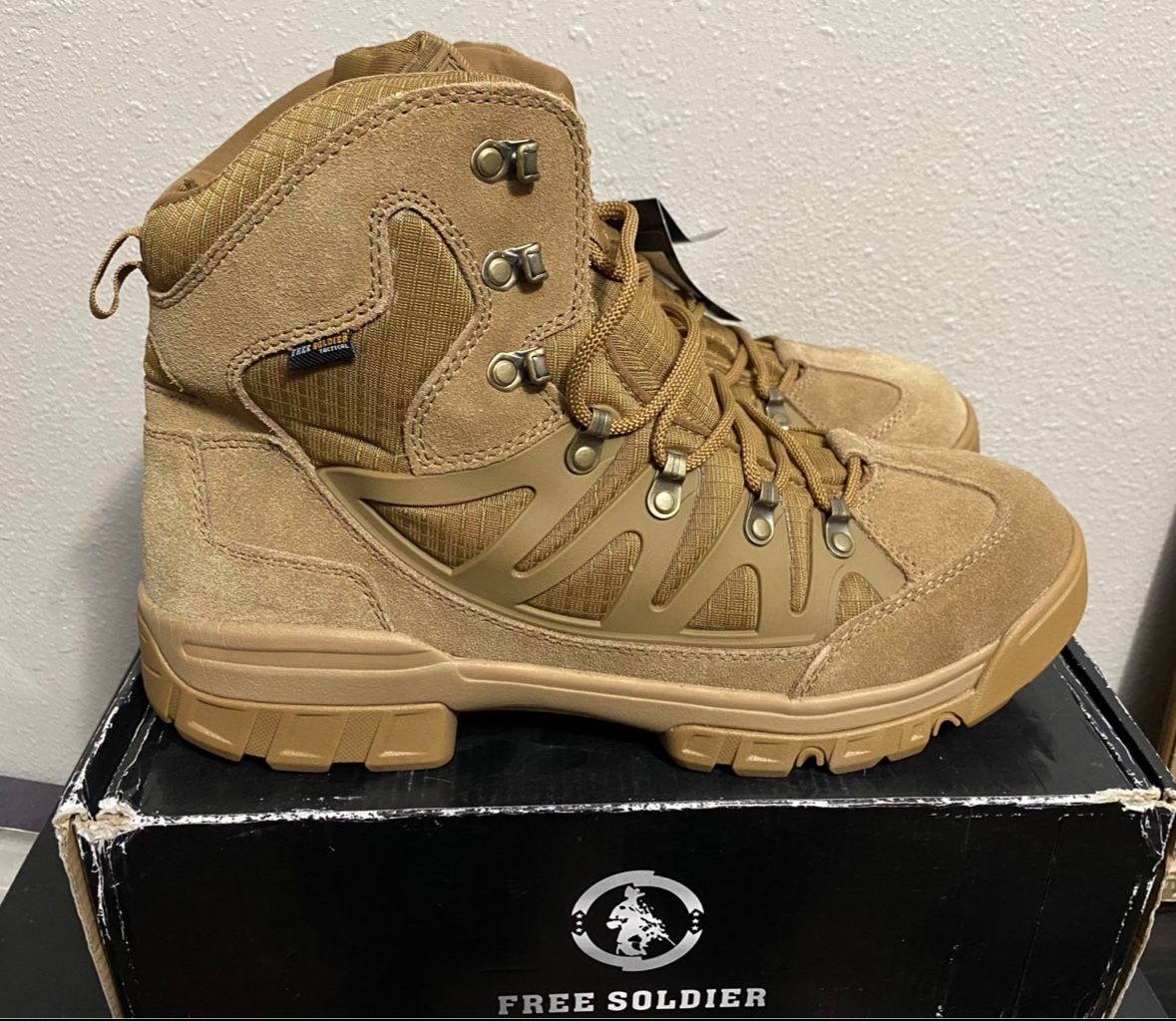 NEW FREE SOLDIER Men’s Coyote Brown Tactical Boots (Men’s Size 12.5) - $45