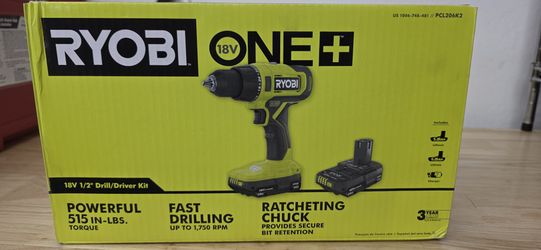 RYOBY ONE+ 18V Cordless 1/2 in. Drill/Driver Kit with (2) 1.5 Ah Batteries and Charger