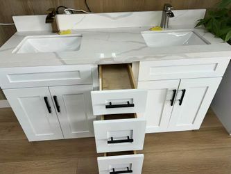 60 Inch with double sink and 3 drawers