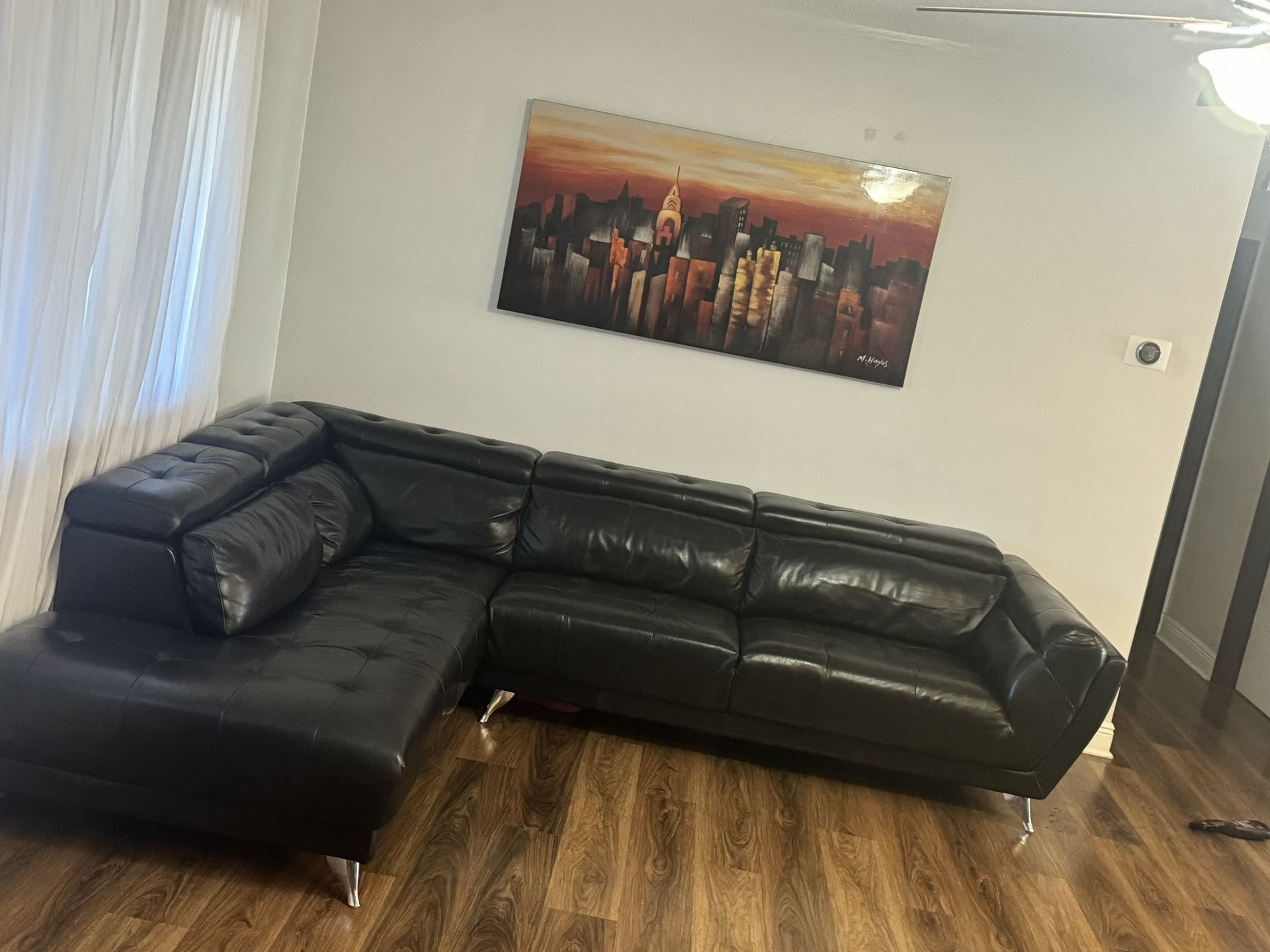 Black Leather Sectional