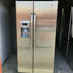 refrigerator brand GE measures 36 in width and 70 in height 2 months warranty delivery and installation
