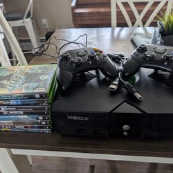 Original Xbox Console 2 Original Controllers And 8 Games