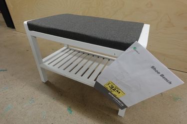 Bamboo Entryway Shoe Storage Bench with Padded Seat