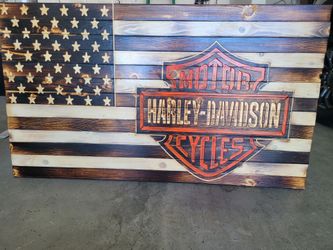 Large Harley Davidson American Flag 53 x30 inches