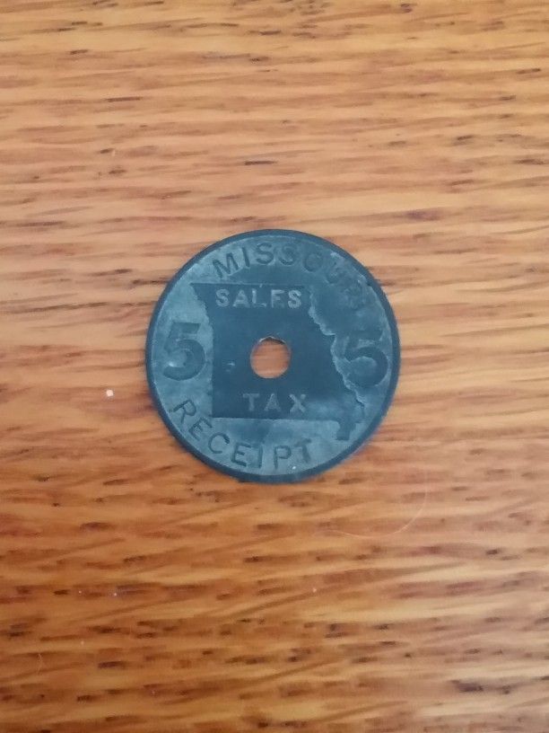 Vintage Missouri Sales Tax Token 5 Zinc Metal (set of 10)