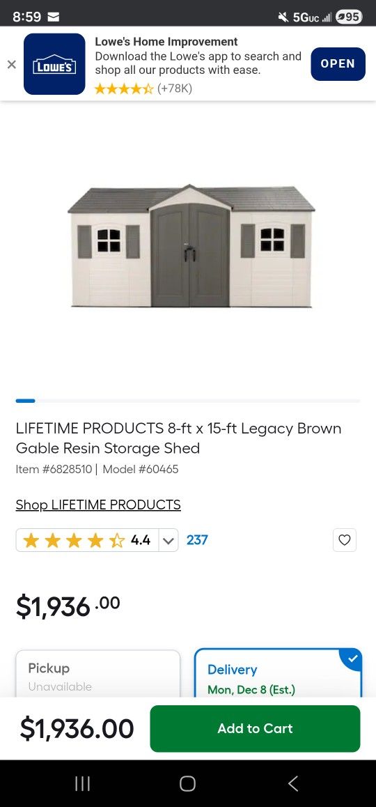 Storage shed  new still in box  8 x15