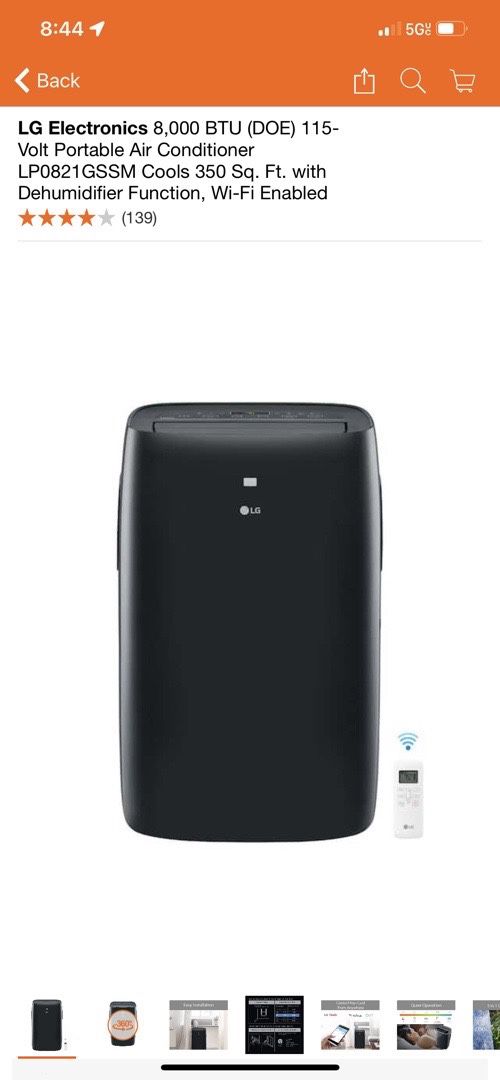 SALE! LG Electronics 8,000 BTU Portable Air Conditioner + Dehumidifier Wi-Fi