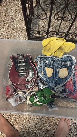 Guitar-Shaped Purse and Denim Heart Bag Lot