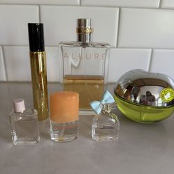 Chanel allure, DKNY Be Delicious, Phlur Golden rule Fragrance Perfumes