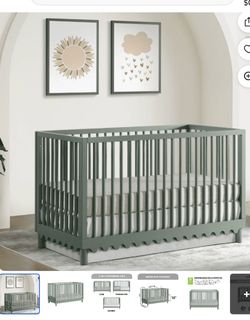 3-in-1 Convertible Baby Crib Sage Green