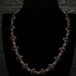 18 k Rose-gold Plated Multi Color Clover Necklace 