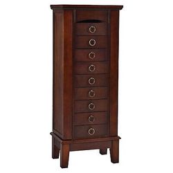 Costway Wood Jewelry Cabinet Armoire Storage Box Chest Stand Organizer Necklace