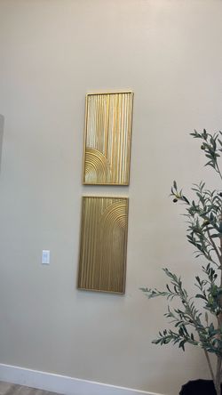 Gold Art Deco Wall Art Panel Set of 2