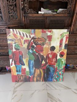 Market Day Painting Canvas Art Poster By Maria Donovan