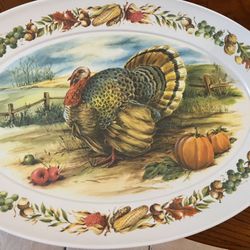 Vintage Thanksgiving Turkey Melamine Tray Platters 21